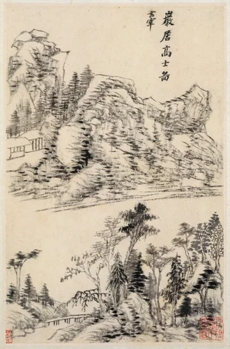 Landscapes after old masters by Dong Qichang, painting, 1630