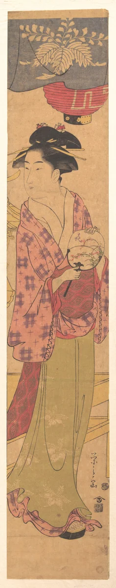 A Girl with a Fan by Chōbunsai Eishi (鳥文斎栄之), print, 1770-1790