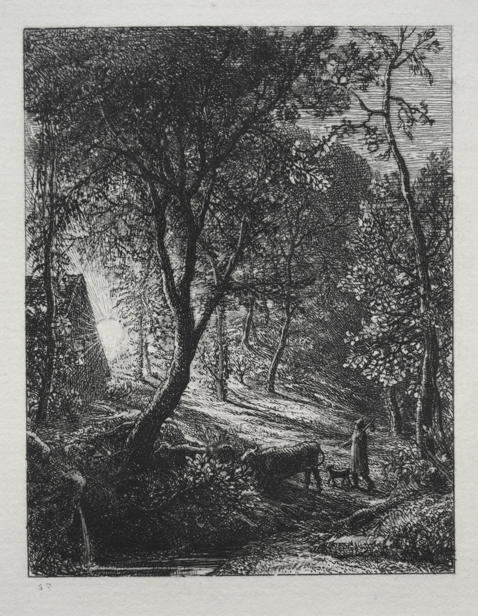 The Herdsman's Cottage by Samuel Palmer, print, 1850