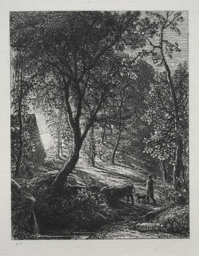 The Herdsman's Cottage by Samuel Palmer, print, 1850
