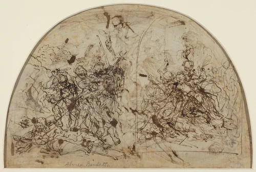 Christ Fallen on the Cross by Alvise dal Friso, drawing, 1544-1609