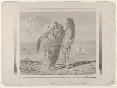 A Turk Saddling His Horse by Eugène Delacroix, print, 1824