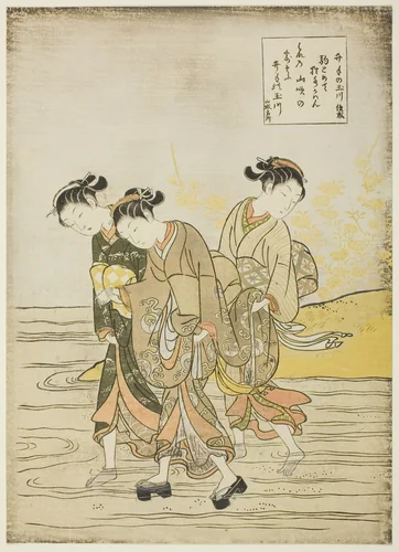 The Jewel River at Ide (Ide no Tamagawa), from an untitled series of Six Jewel Rivers by Suzuki Harunobu (鈴木春信), print, 1762-1770