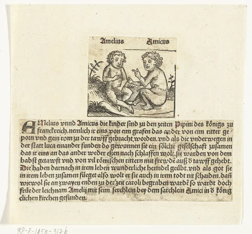 Amelius en Amicus by anonymous, print, 1486-1493
