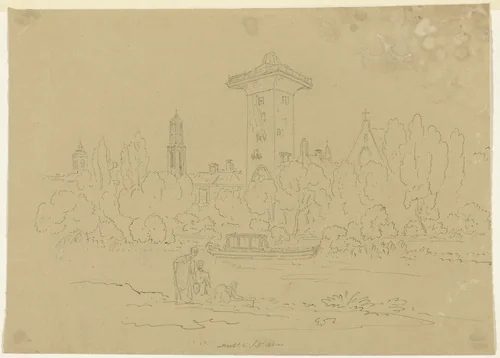 Gezicht op de Smeetoren te Utrecht by Hugh William Williams, drawing, 1818