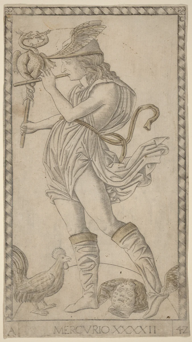 Mercurio (Mercury) by Master of the E-Series Tarocchi, print, 1465