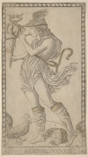 Mercurio (Mercury) by Master of the E-Series Tarocchi, print, 1465