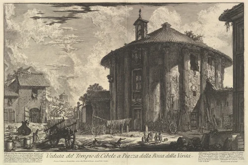 View of the Temple of Cybele in the Piazza of the Bocca della Verità (Veduta del Tempio di Cibele a Piazza della Bocca della Verità) by Giovanni Battista Piranesi, print, 1753-1763