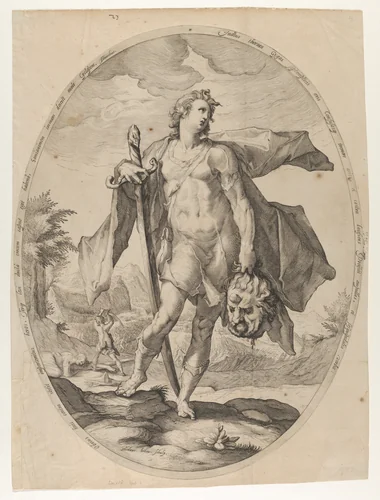 David, from "Heroes and Heroines of the Old Testament" by Nicolaes Braeu, print, 1592-1602