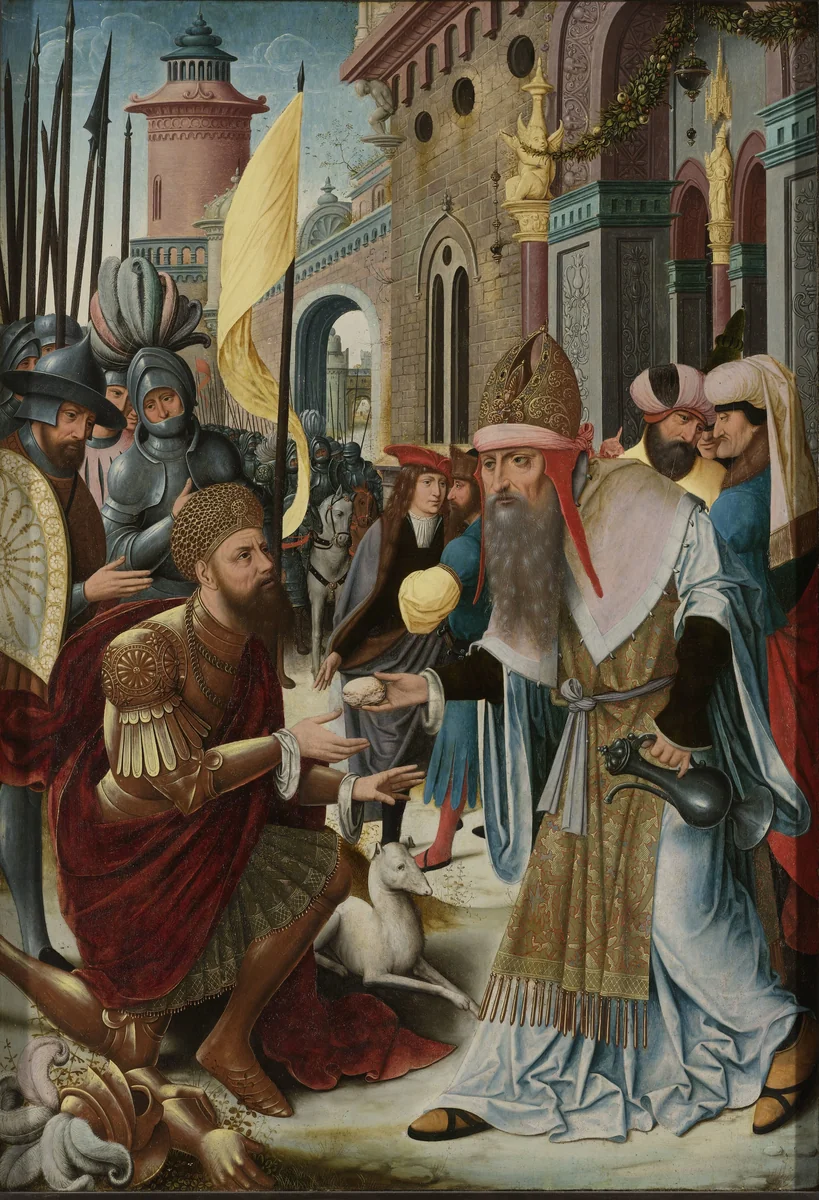 Left Wing of an Altarpiece with the Meeting of Abraham and Melchizedek by anonymous, painting, 1510-1520