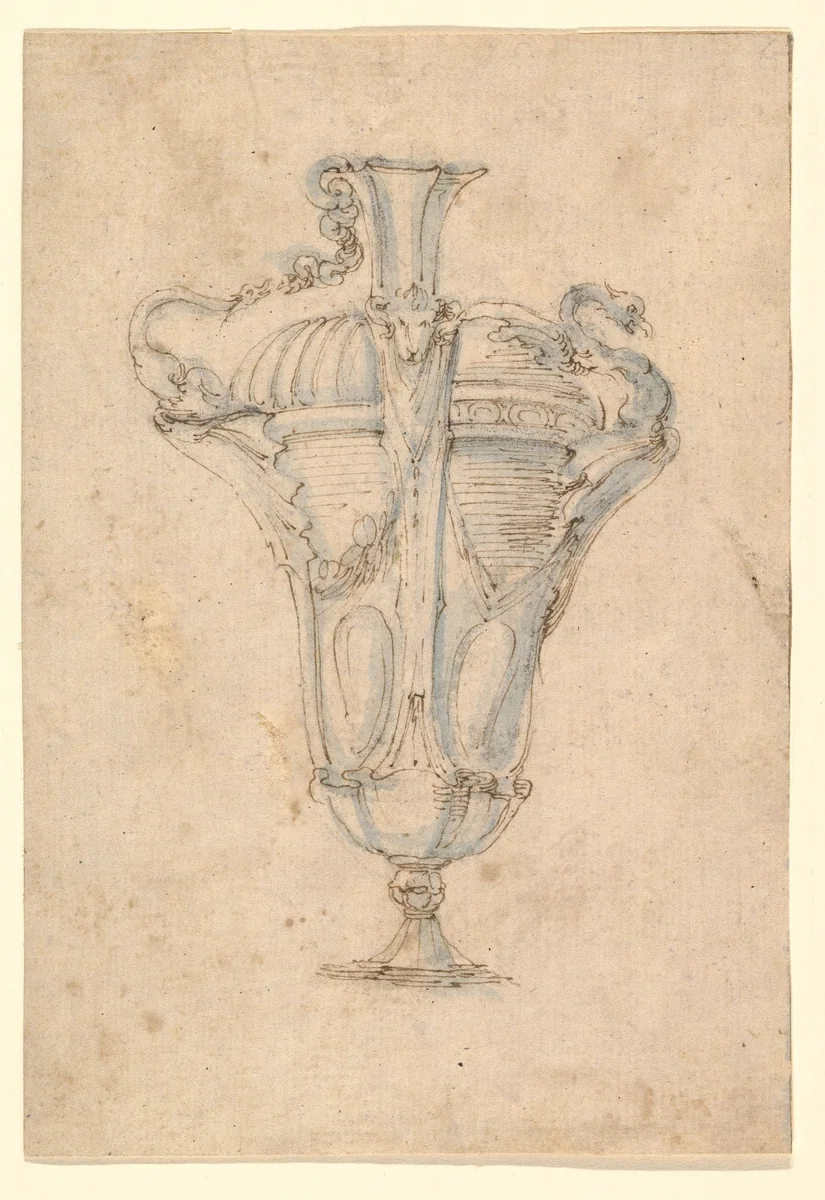 Design for a Glass (?) Ewer by Stefano della Bella, drawing, 1635-1665