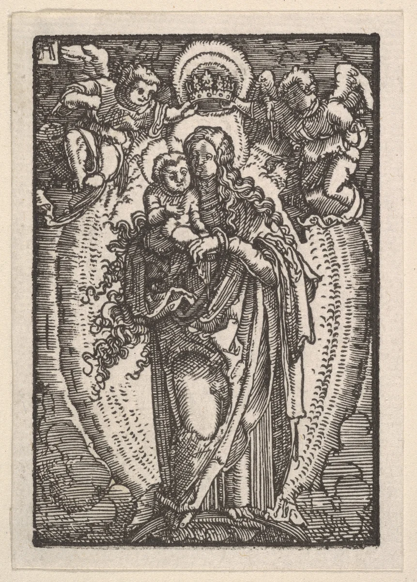 Virgin and Child on a Crescent, from "The Fall and Salvation of Mankind Through the Life and Passion of Christ" by Albrecht Altdorfer, print, 1508-1518