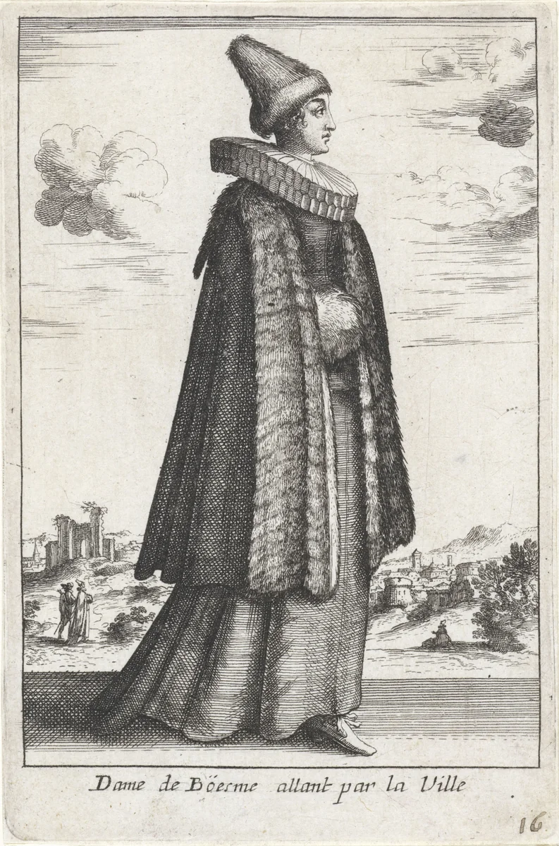Dame de Böesme allant par la Ville by anonymous, print, 1662