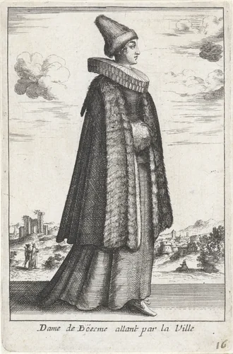 Dame de Böesme allant par la Ville by anonymous, print, 1662