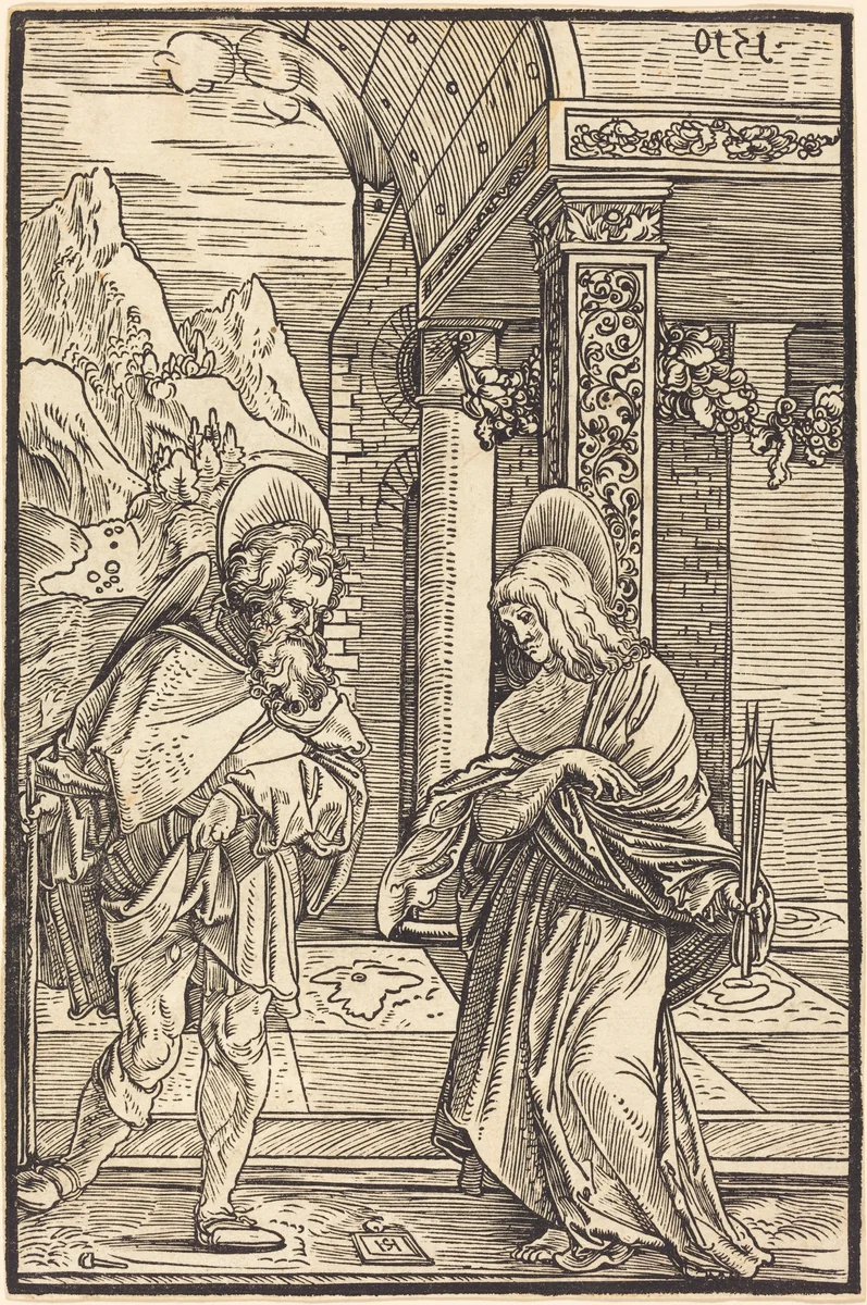 Saint Roch and Saint Sebastian by Hans Leonard Schäufelein, print, 1510