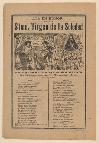 Broadsheet with a song in honour of the Holy Virgin of Solitude (Stma. Virgen de la Soledad) by José Guadalupe Posada, print, 1903