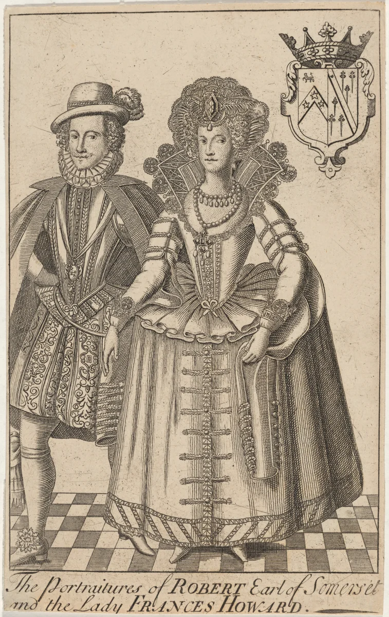 The Portraitures of Robert, Earl of Somerset and Lady Frances Howard by Renold Elstrack, print, 1618