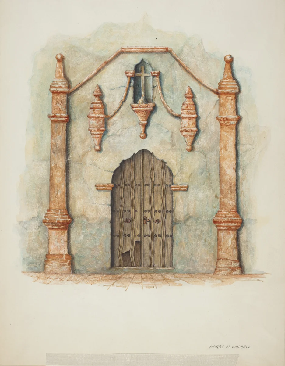 Mission Church Doorway by Harry Mann Waddell, index of american design, 1940