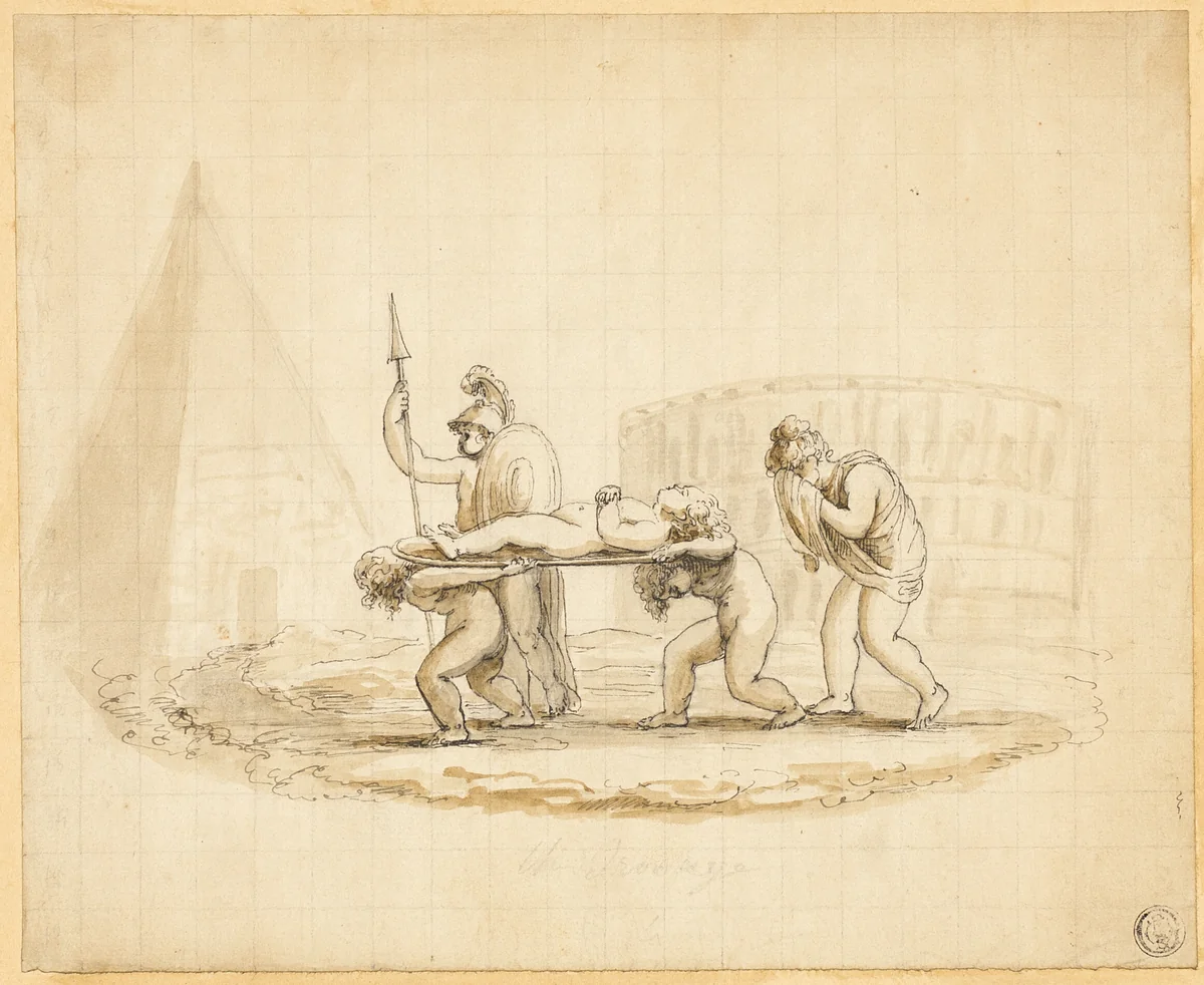 Putti Enacting Roman Funeral Procession by Lady Diana Beauclerk, drawing, 1754-1808