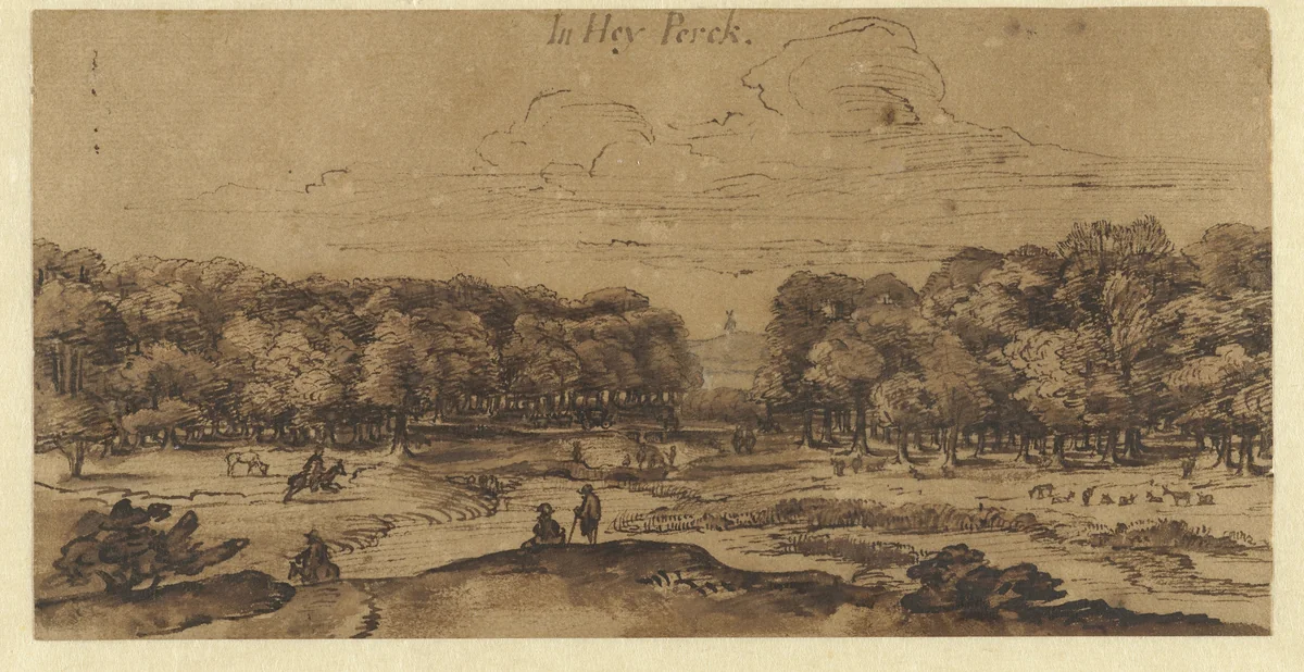 Hydepark te Londen by Michiel van Overbeek, drawing, 1699-1719