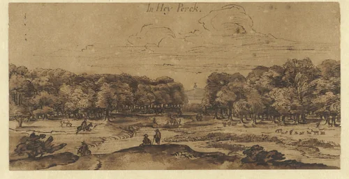 Hydepark te Londen by Michiel van Overbeek, drawing, 1699-1719