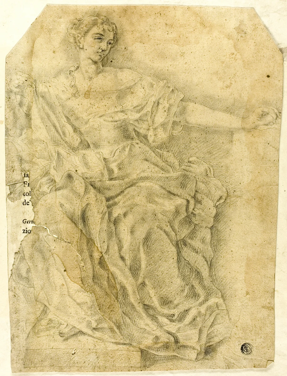 Seated Allegorical Female Figure by Francesco Solimena, drawing, 1700-1799