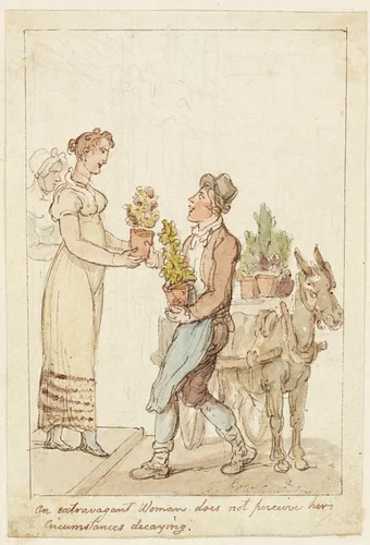The Extravagant Woman Does Not Perceive Her Circumstances Decaying by Thomas Rowlandson, painting, 1776-1827