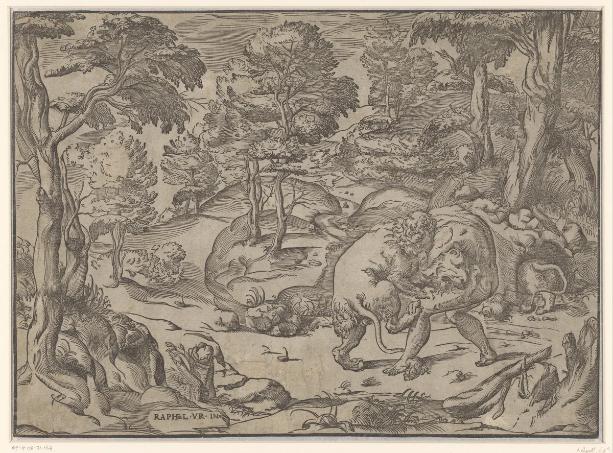 Hercules en de Nemeïsche leeuw by anonymous, print, 1493