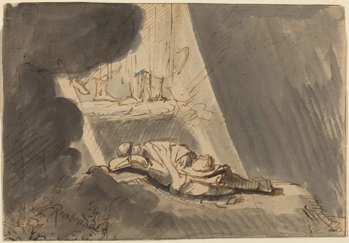 Jacob's Dream by Rembrandt van Rijn, drawing, 1606-1669