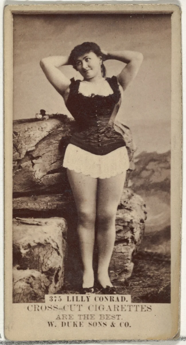 Card Number 375, Lilly Conrad, from the Actors and Actresses series (N145-3) issued by Duke Sons & Co. to promote Cross Cut Cigarettes by W. Duke, Sons & Co., photograph, 1880-1889