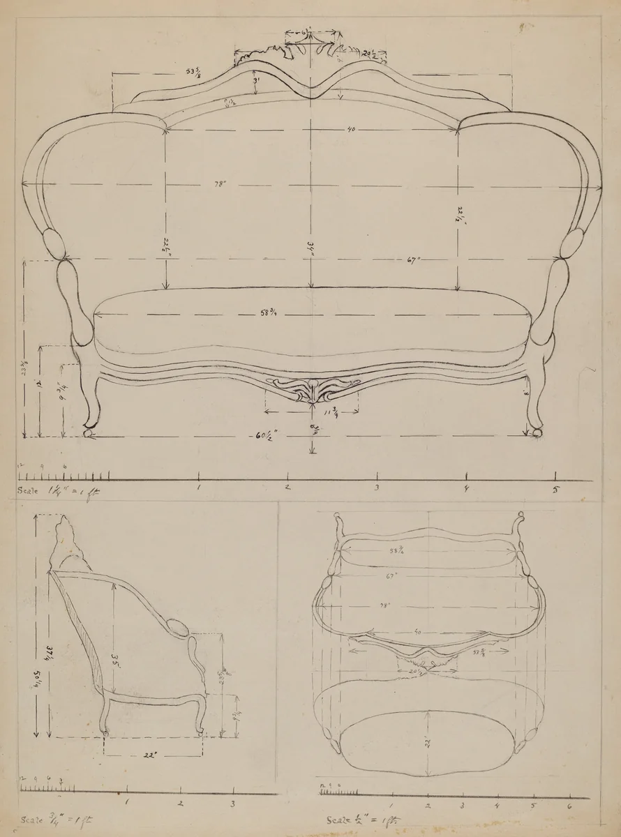 Sofa by Edith Magnette, index of american design, 1936