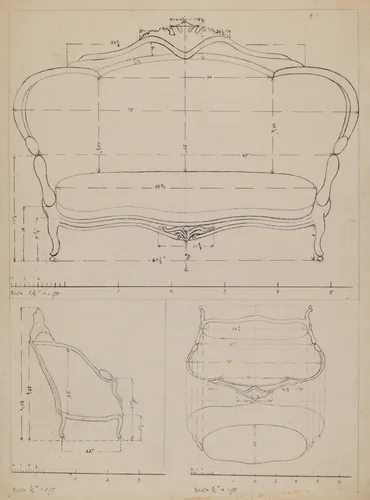 Sofa by Edith Magnette, index of american design, 1936