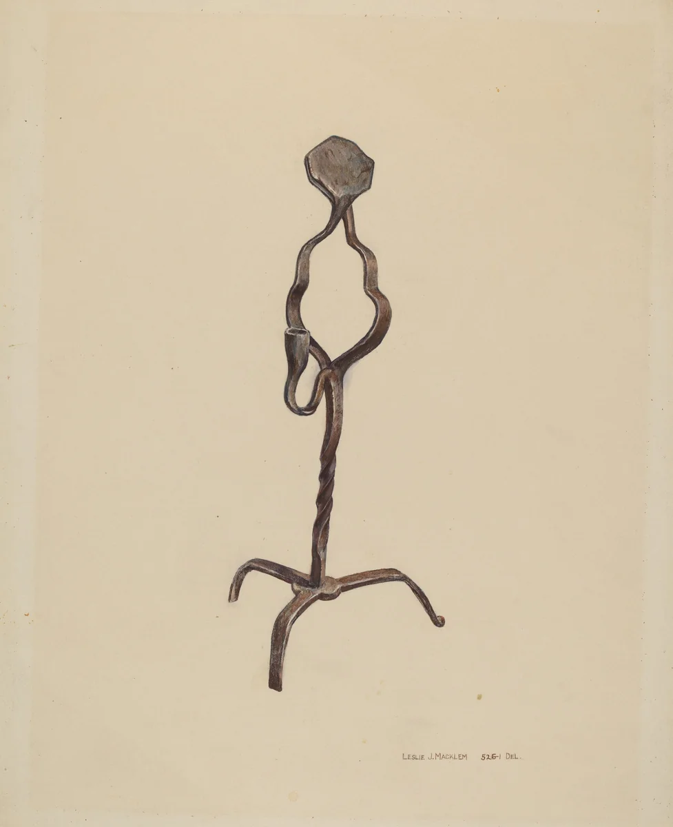 Combination Rush/Candle Holder by Leslie Macklem, index of american design, 1939