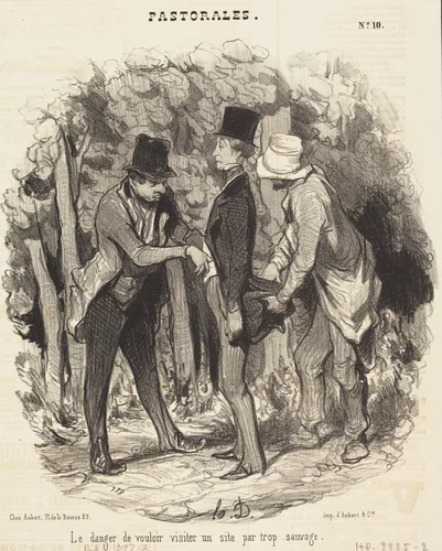 Le Danger de... visiter un site par trop sauvage by Honoré Daumier, print, 1845