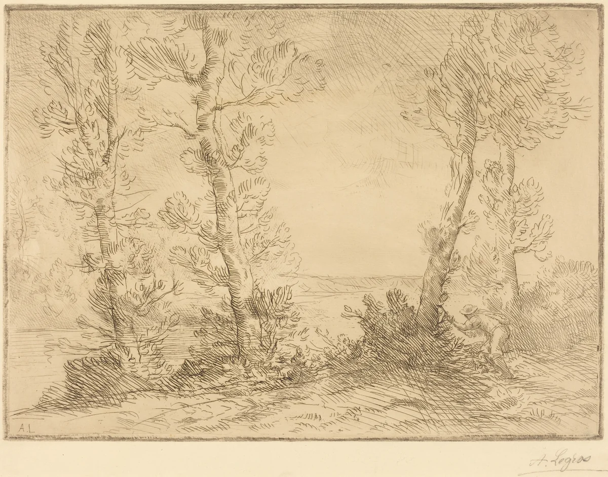 Salmon Fisher (Le pecheur du saumon) by Alphonse Legros, print, 1837-1911