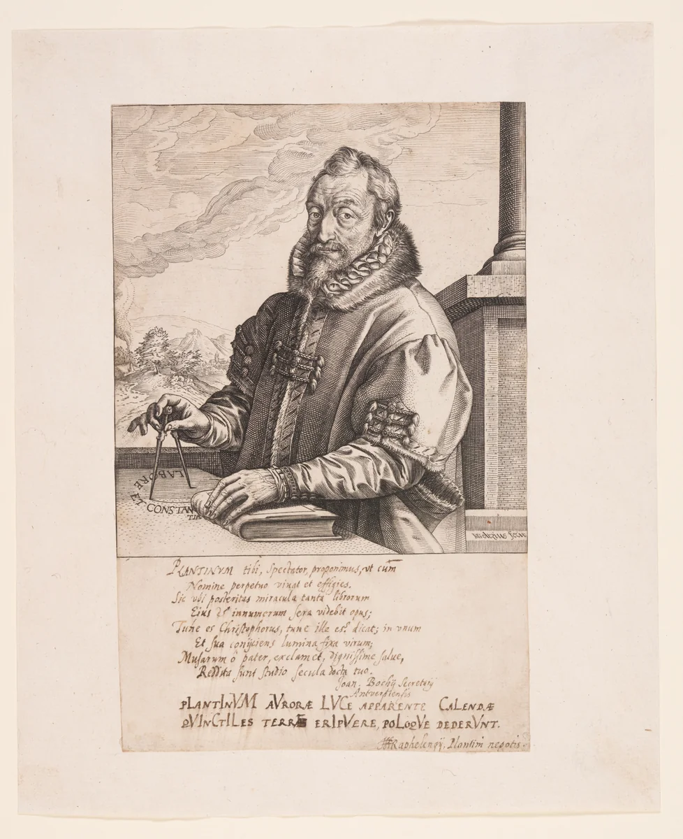 Christopher Plantin, Publisher in Antwerp by Hendrick Goltzius, print, 1589