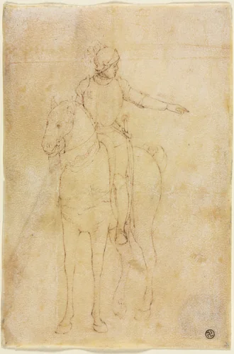 Armored Figure on Horseback by Vittore Carpaccio, drawing, 1445-1455