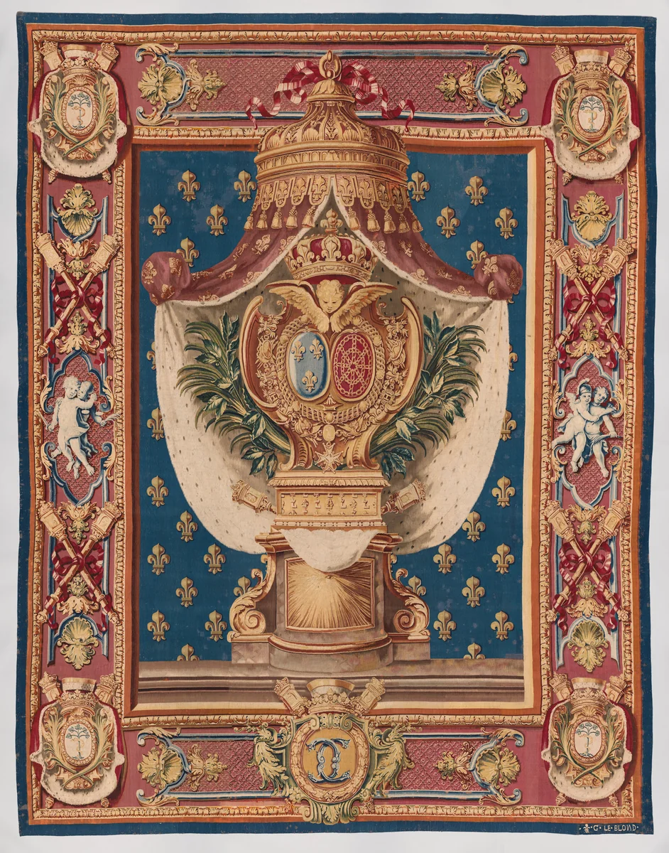 Portiere with the Chauvelin arms from a set called a Chancellerie by Claude Audran III, textile, 1679-1730