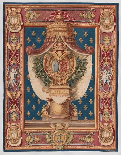 Portiere with the Chauvelin arms from a set called a Chancellerie by Claude Audran III, textile, 1679-1730