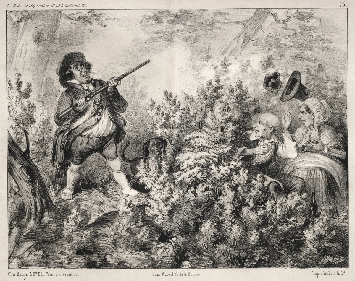 Actualités: L'Ouverture de la Chasse by Clémente Pruche, print, 1840