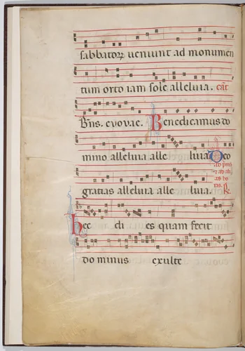 Leaf 4 from an antiphonal fragment (verso) by Italian 13th Century, drawing, 1270-1280
