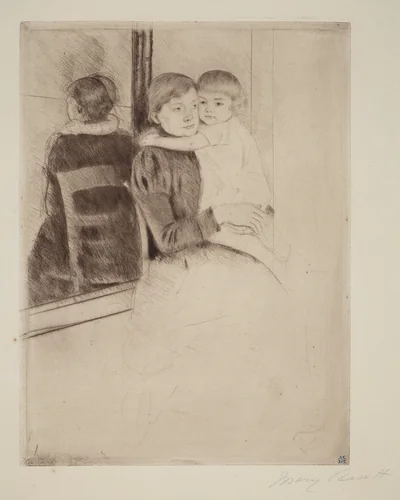 The Mirror by Mary Cassatt, print, 1891