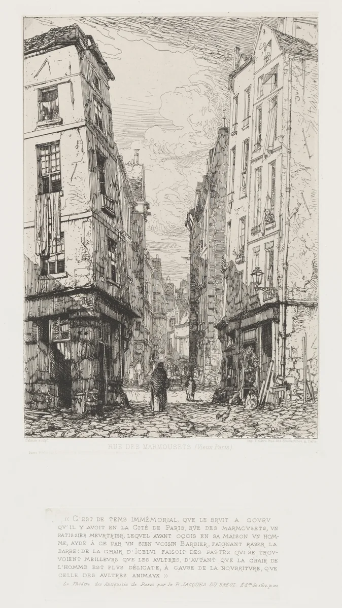 Rue des Marmousets (Old Paris) by Maxime Lalanne, print, 1862