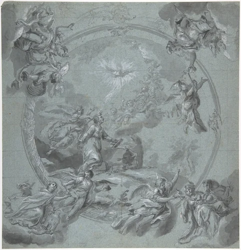 Saint Ignatius of Loyola and Allegories of the Four Continents by Felix Anton Scheffler, drawing, 1715-1760