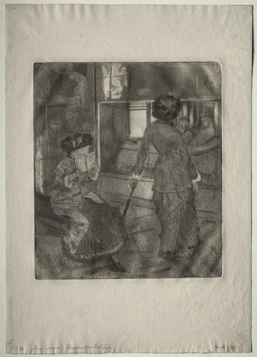 Mary Cassatt at the Louvre: The Etruscan Gallery by Edgar Degas, print, 1879-1880