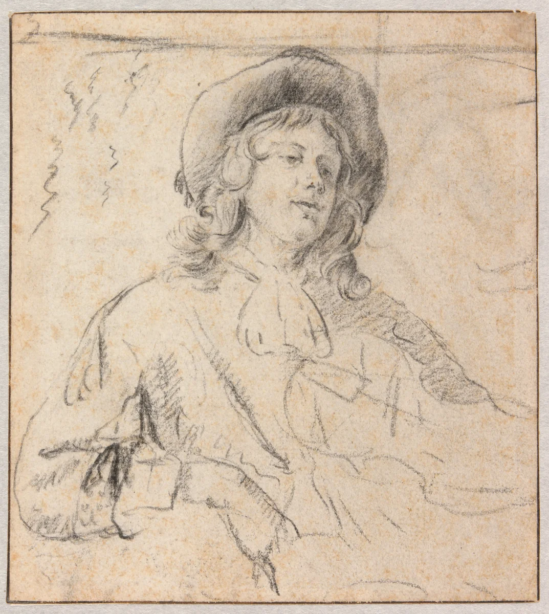 Violin Player by Unknown Artist, drawing, 1650-1699