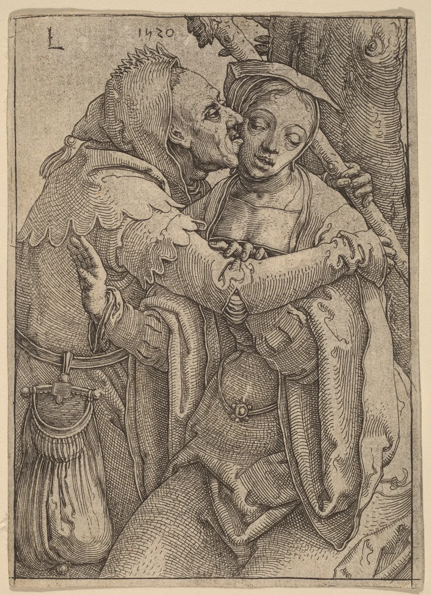 The Fool and the Woman by Lucas van Leyden, print, 1520
