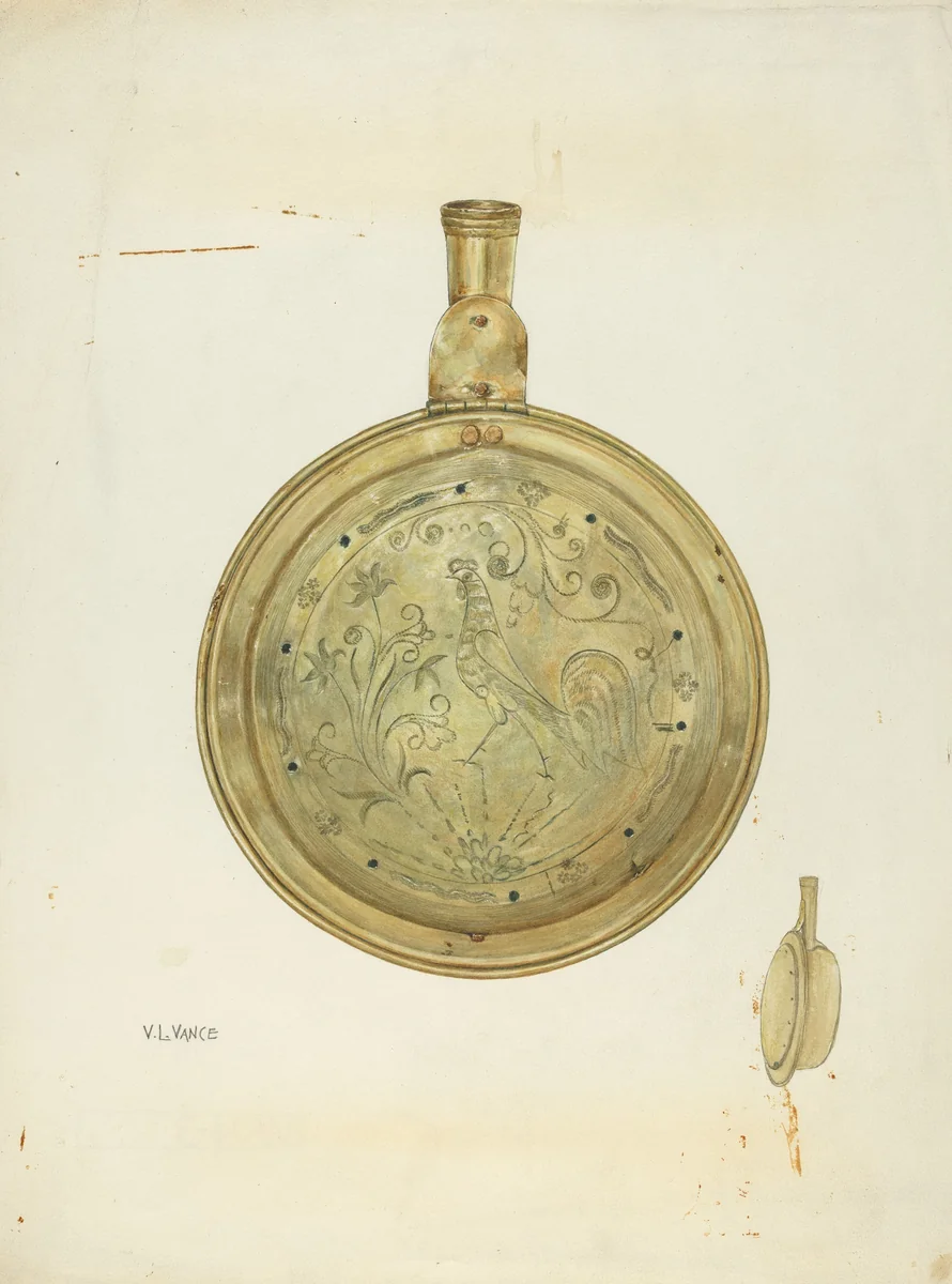 Bed Warming Pan by V.L. Vance, index of american design, 1941