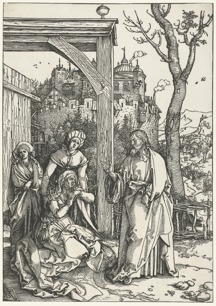 Christus neemt afscheid van Maria by Unknown, print, 1502-1506