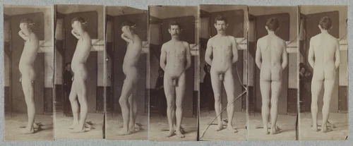 Photographs of a Standing Male Nude Model ("Joseph Smith") by Thomas Eakins, photograph, 1878-1888